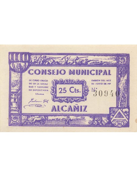 Espagne 25 centimos 1937