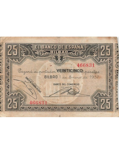 Espagne 25 pesetas 1937