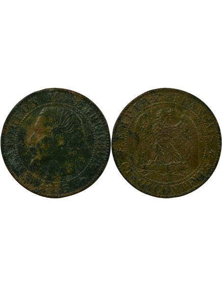 Napoléon III Tête nue 5 centimes Bronze 1855 MA Marseille
