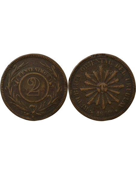 Uruguay 2 centesimos Bronze 1869 (1870) Londres