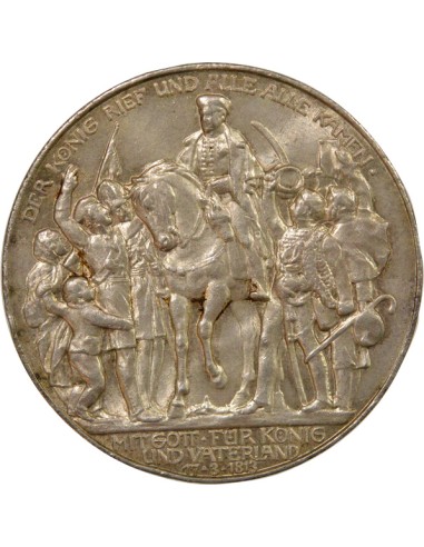 Etats Allemands (Prusse) Guillaume II Déclaration de Guerre 3 mark Argent 1913 A Berlin