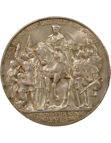 Etats Allemands (Prusse) Guillaume II Déclaration de Guerre 3 mark Argent 1913 A Berlin
