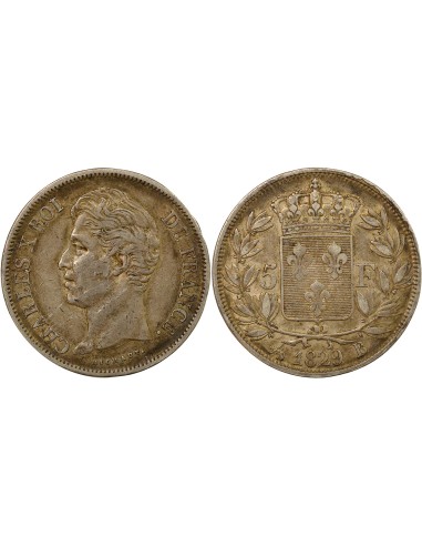 Charles X 2e Type 5 francs Argent 1829 B Rouen