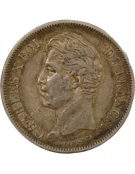 Charles X 2e Type 5 francs Argent 1829 B Rouen