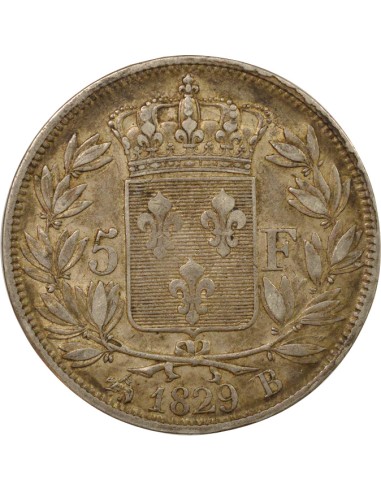 Charles X 2e Type 5 francs Argent 1829 B Rouen
