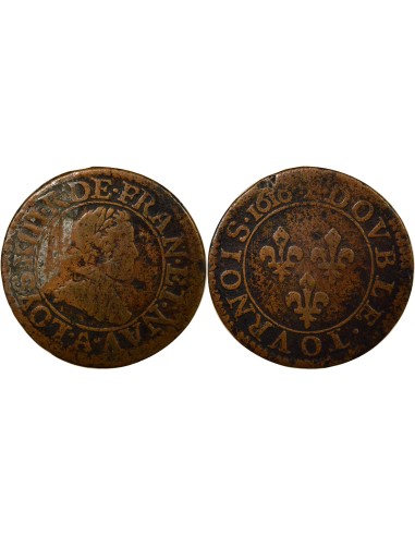 Louis XIII 1er Type 1 double tournois Cuivre 1616 A - Paris