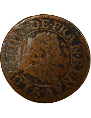 Louis XIII 1er Type 1 double tournois Cuivre 1616 A - Paris