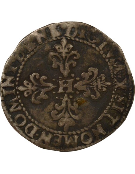 Henri III au Col Plat 1/2 franc Argent 1588 K Bordeaux