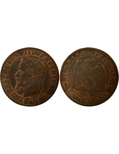 Napoléon III Tête Laurée 1 centime Bronze 1862 K Bordeaux