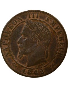 Napoléon III Tête Laurée 1 centime Bronze 1862 K Bordeaux 2