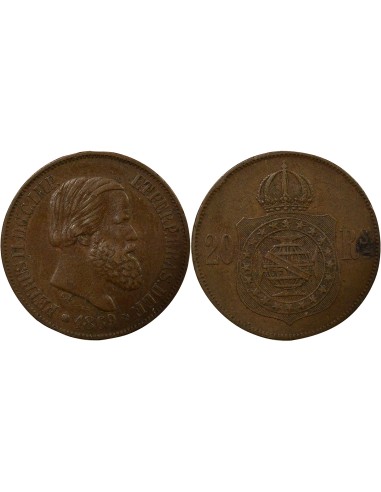 Brésil Pedro II 20 reis Cuivre 1869 B. Bruxelles