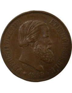 Brésil Pedro II 20 reis Cuivre 1869 B. Bruxelles 2