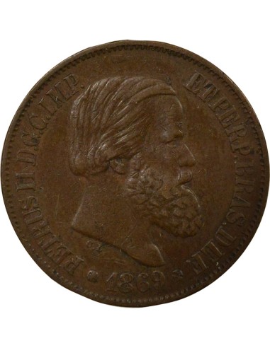 Brésil Pedro II 20 reis Cuivre 1869 B. Bruxelles