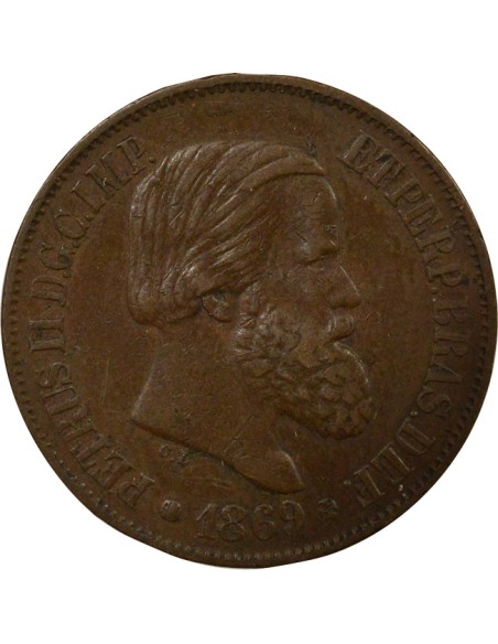 Brésil Pedro II 20 reis Cuivre 1869 B. Bruxelles