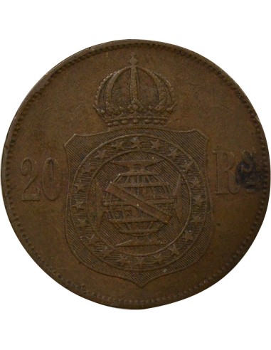 Brésil Pedro II 20 reis Cuivre 1869 B. Bruxelles
