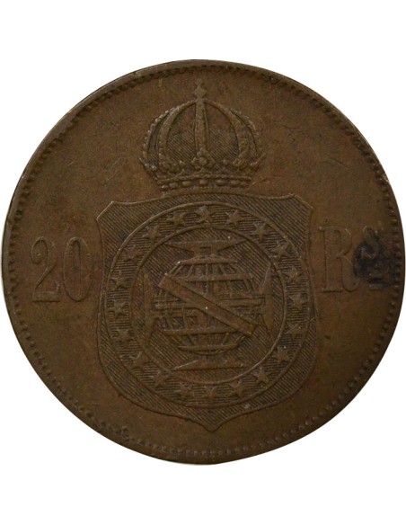 Brésil Pedro II 20 reis Cuivre 1869 B. Bruxelles