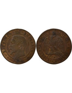 Napoléon III Tête nue 2 centimes Bronze 1854 A - Paris