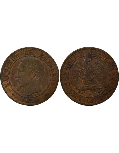 Napoléon III Tête nue 2 centimes Bronze 1854 A - Paris