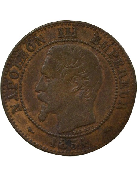Napoléon III Tête nue 2 centimes Bronze 1854 A - Paris