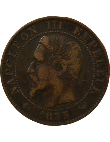 Napoléon III Tête nue 5 centimes Bronze 1855 W Lille