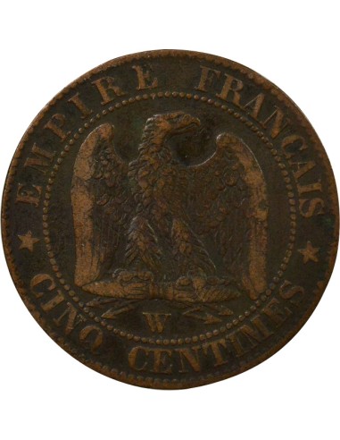 Napoléon III Tête nue 5 centimes Bronze 1855 W Lille