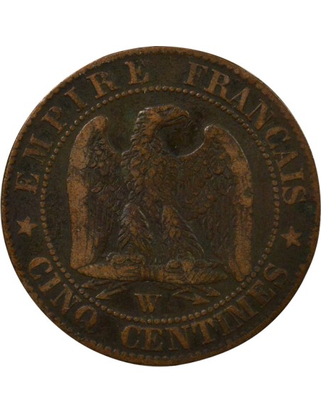 Napoléon III Tête nue 5 centimes Bronze 1855 W Lille