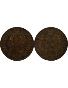 Napoléon III Tête nue 5 centimes Bronze 1854 D Lyon