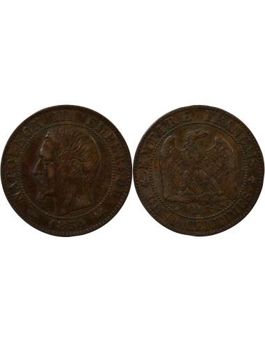 Napoléon III Tête nue 5 centimes Bronze 1854 D Lyon