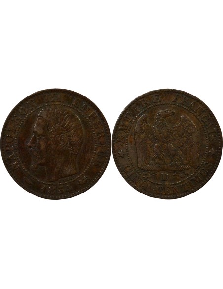 Napoléon III Tête nue 5 centimes Bronze 1854 D Lyon