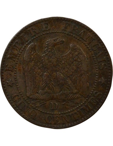Napoléon III Tête nue 5 centimes Bronze 1854 D Lyon