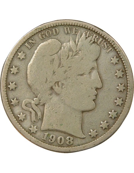 USA Barber 1/2 Dollar Argent 1908 Philadelphie