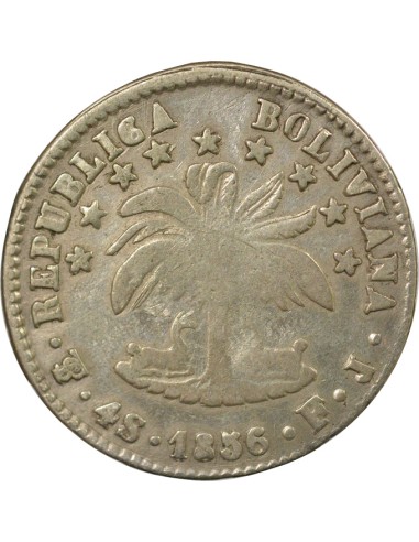 Bolivie Simon Bolivar 4 soles Argent 1856 PTS Potosi
