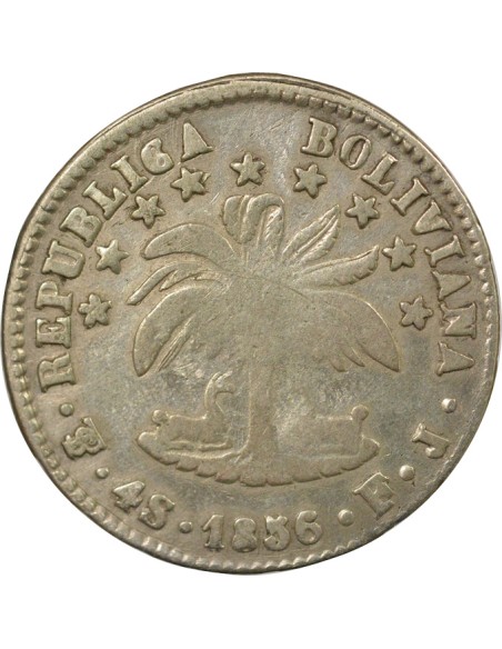 Bolivie Simon Bolivar 4 soles Argent 1856 PTS Potosi