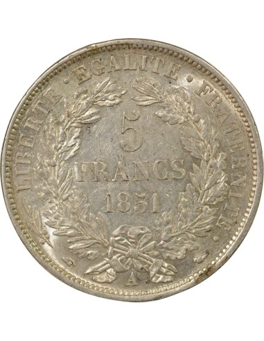Cérès IIe République 5 francs Argent 1851 A - Paris