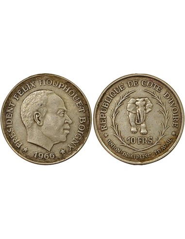 Côte d'Ivoire 10 francs Argent 1966