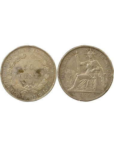 Indo-Chine Fr. 50 centimes Argent 1936 A Paris