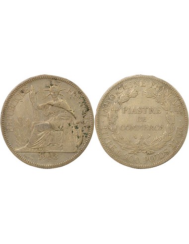 Indo-Chine Fr. Type 2 1 piastre Argent 1903 A - Paris