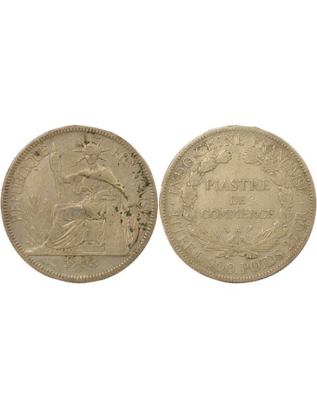 Indo-Chine Fr. Type 2 1 piastre Argent 1903 A - Paris