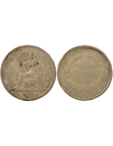 Indo-Chine Fr. Type 2 1 piastre Argent 1896 A - Paris