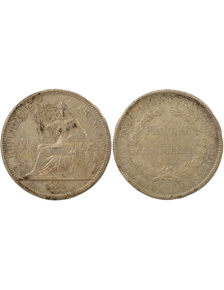 Indo-Chine Fr. Type 2 1 piastre Argent 1896 A - Paris