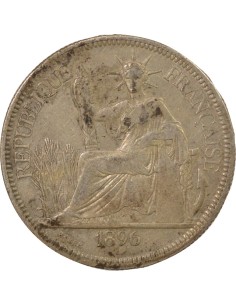 Indo-Chine Fr. Type 2 1 piastre Argent 1896 A - Paris 2