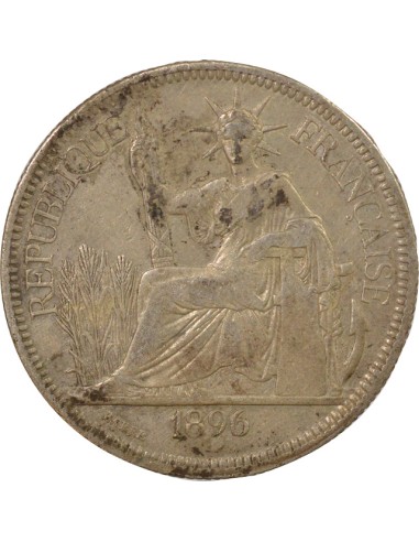 Indo-Chine Fr. Type 2 1 piastre Argent 1896 A - Paris