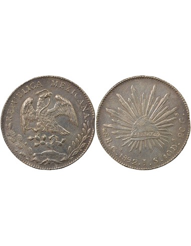 Mexique 8 reales Argent 1892 Guadalajara