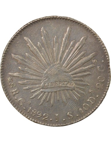 Mexique 8 reales Argent 1892 Guadalajara