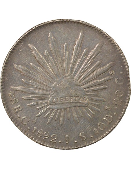 Mexique 8 reales Argent 1892 Guadalajara
