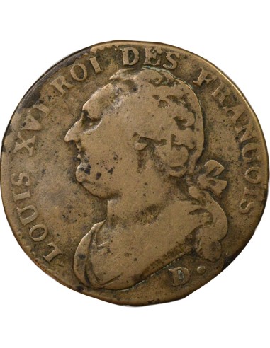 Louis XVI au Faisceau 12 deniers Cuivre 1793 P Dijon