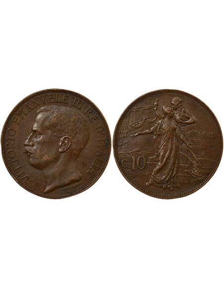 Italie Victor Emanuele III 10 centesimi Bronze 1911 R Rome