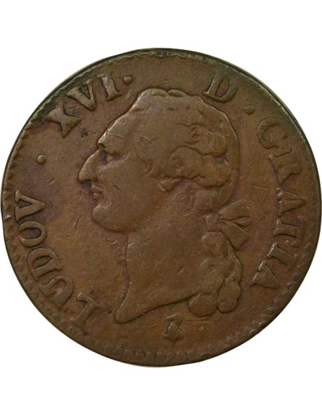 Louis XVI A l'Ecu 1 sol Cuivre 1791 A - Paris