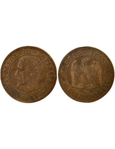 Napoléon III Tête nue 1 centime Bronze 1855 A - Paris