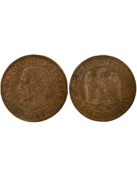 Napoléon III Tête nue 1 centime Bronze 1855 A - Paris